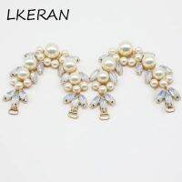 LKERAN New 1pc Milky White Crystal Pearl Shoes Connectors / Bikini Buckle Accessories Diy Metal For Swimsuit Contest Decorative