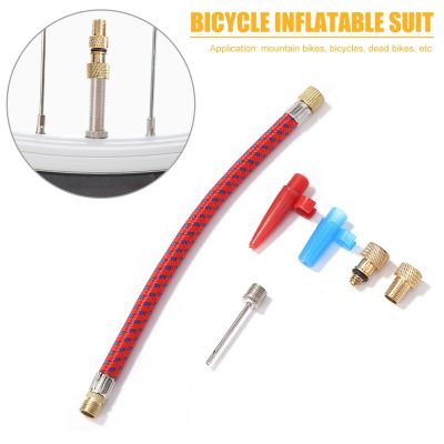 6pcs/set Bicycle Tire Tyre Wheel Air Pump Adapter Ball Inflating Needle MTB Mountain Bike Valve Connector Hose Set Cycling Tools