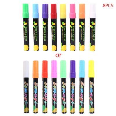 8 Colors Highlighter Fluorescent Liquid Chalk Marker Neon Pen For LED Writing Board Blackboard Glass Painting Graffiti Office Su