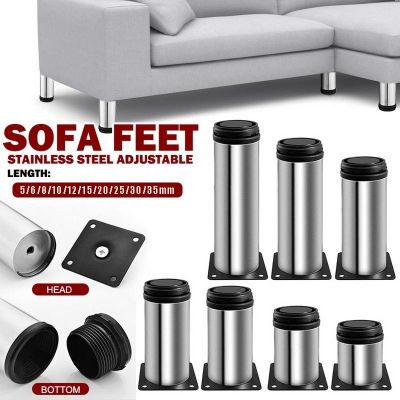 5-35cm adjustable stainless steel furniture Feet， Black Replacement Metal Feet，for Couch Cabinets TV Stands Cabinet Sofa Feets 1pcs