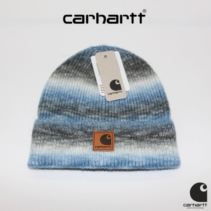 คาร์ฮาร์ทคาร์ฮาร์ทสำหรับ-topi-dingin-หมวกขนสัตว์ผู้หญิงหมวกถักอุ่นชอปปิ้งลำลองไล่ระดับสีเหมาะกับผู้ชายทุกชุดฤดูหนาว