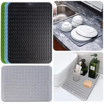 Dish Drying Mat, Silicone Quick-Drying Dish Drainer, Board Mat for Kitchen  Counter-top Tabletop Accessories, Heat Resistant and Non-Slip Dish Draining  Mat, Gray 