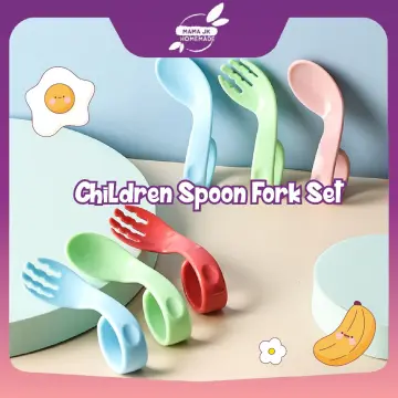 2pcs Silicone Baby Spoon And Fork Set, Self-Feeding Utensils, Toddler And  Infant Feeding Spoon And Fork