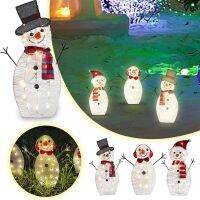 【CW】 3 Pieces 2022 Christmas Lighting Snowman Outdoor Yard Decoration 20 Lights Pre Lit Snowman Home With Battery Lighting