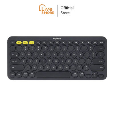 Logitech โลจิเทค Bluetooth Multi Device Keyboard คีย์บอร์ดไร้สาย แถมสติ้กเกอร์ภาษาไทย รุ่น K380 สีดำ