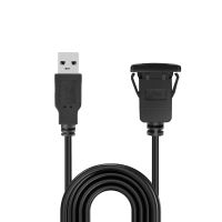 1M Socket Cable USB 3.0 Auto Car Flush Mount Male to Female Extension Cord Dashboard Panel Square Audio Line for Motorcycle