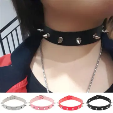 Punk Rock Men Women Leather Rivet Spider Chain Choker Collar Necklace  Adjustable