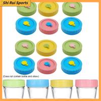 SHIRUI 1/4Pcs พลาสติก ป้องกันการรั่ว น่ารัก ฝาขวด Mason Jar Lids มีรูฟาง ฝากระป๋อง