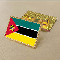 Mozambique flag pin 2.5*1.5cm zinc alloy die-cast PVC colour coated gold rectangular medallion badge without added resin