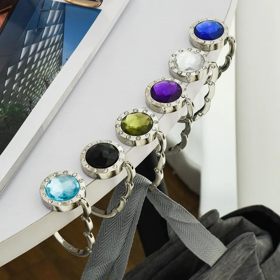 Creative Alloy Crystal Hooks Folding Bag Holder Tableside Bag hook