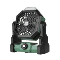 Outdoor Tent Fan 7800MAh Rechargeable Battery Operated Camping Fan with LED Night Light Green