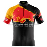 ┇◘❃ [BIG SALE] FULL ZIP Mens Cycling Jersey Red-Bull Mountain Bike Black Cycling Top Riding Clothes