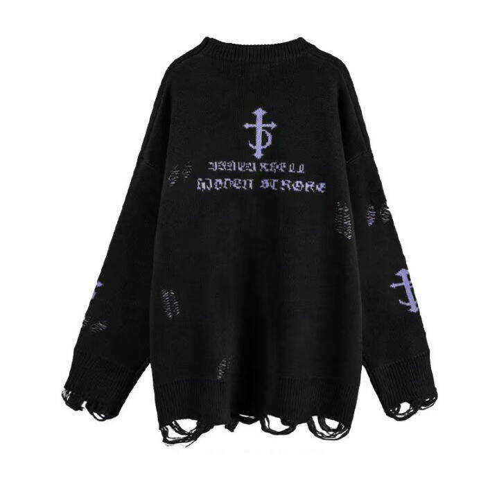 asrv-เสื้อกันหนาว-ผช-เสื้อกันหนาว-ผู้ชาย-สเวตเตอร์ชาย-sweaters-for-men-สำหรับทั้งหญิงและชายเสื้อสเวตเตอร์เสื้อสเวตเตอร์ผ้าแจ็คการ์ดตัวอักษรโบราณแขนยาวเสื้อกันหนาวทรงหลวมๆเสื้อยืดคอกลม