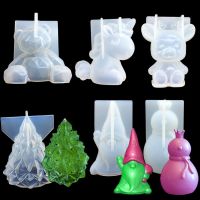 3D Bear Unicorn Christmas Tree Deer Silicone Mold Resin Candle Fondant Cake Decorating Tools Bread Cake  Cookie Accessories
