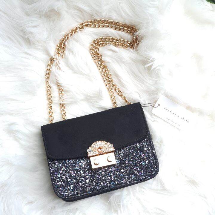 charles and keith glitter sling bag