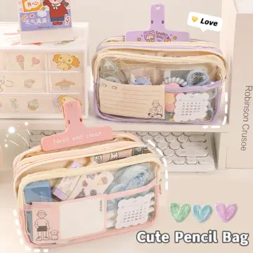 Cute Pencil Pouch,kawaii Pencil Case,clear Pencil Case Organizer For Girls  And Adults,big Capacity Pencil Bag With Zipper (yellow)