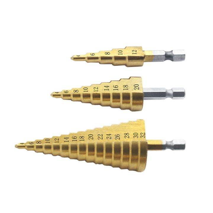 4-12-20-32mm-hss-titanium-coated-step-drill-bit-drilling-power-tools-metal-high-speed-steel-wood-hole-cutter-step-cone-drill