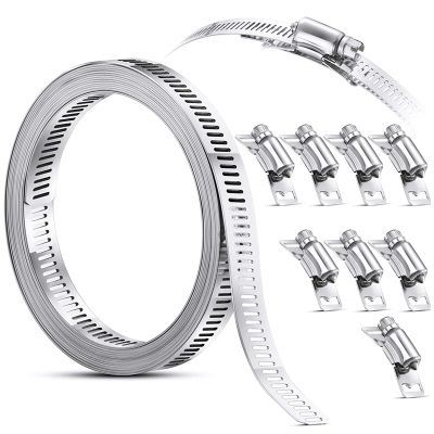 304 Stainless Steel Worm Clamp Hose Clamp Strap with Fasteners Adjustable DIY Pipe Hose Clamp Ducting Clamp 11.5 Feet