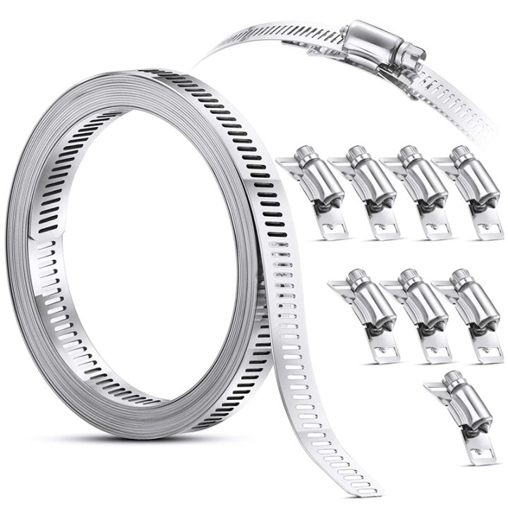 304-stainless-steel-worm-clamp-hose-clamp-strap-with-fasteners-adjustable-diy-pipe-hose-clamp-ducting-clamp-11-5-feet