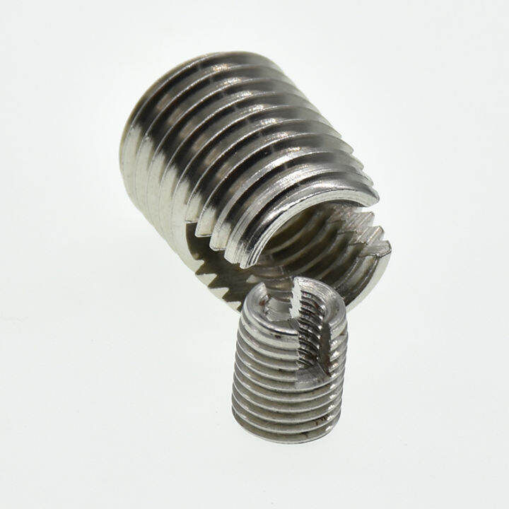 m2-m2-5-m3-m4-m5-m6-m8-m10-m12-stainless-steel-threaded-inserts-metal-thread-repair-insert-self-tapping-slotted-screw-threaded-replacement-parts