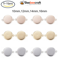 Beebeecraft 5-10 pc 10/12/14/16mm Mixed Color Blank Link Charm Stainless Steel Cabochon Connectors Settings Pendant Bezel Trays Flat Round for Bracelets Necklaces Jewelry Making