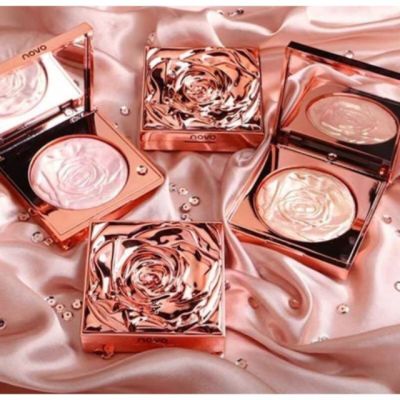 novo rose gloss highlight powder พาเลทไฮไลท์สามมิติ ตลับทอง โรส 5303(ใหม่/แท้)