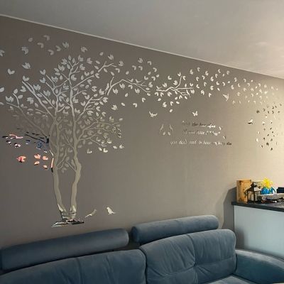 3D XL Living Room Decor Wall Sticker Love Tree Decals Home Wall Decoration Acrylic Mirror Stickers TV Background Wallpaper