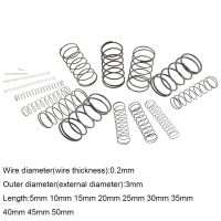 สปริงเหล็กสปริงขนาดเล็ก0.2*3*5-50มม.,สปริงดีดกลับเชิงกลแบบปล่อยแรงดันสปริง OD M 0.2x3x5-50มม. 20ชิ้น