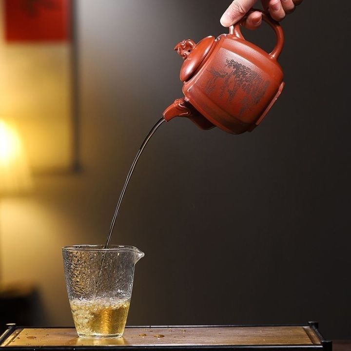 แท้-yixing-แร่ดิบที่มีชื่อเสียงกาน้ำชาซิชาทำด้วยมือ-dahongpao-กาน้ำชา-sifanglongzun-ความจุขนาดใหญ่