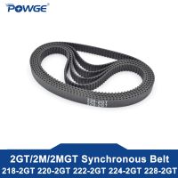 Powge 2mgt ความยาวพิทช์สายพานซิงโครนัส2ม. 2GT 218/220/222/224/228กว้าง6มม./9มม. 109ฟัน110 111 112 114ยางปิด