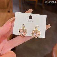 ? เครื่องประดับ 925 Silver Needle Light Luxury Minority Pink Crystal Love ต่างหูหญิง Ins เกาหลีใหม่ All-Match Temperament ต่างหูต่างหู