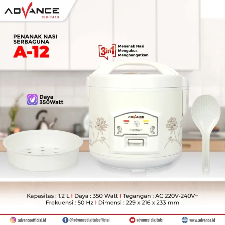 Advance Rice Cooker 1,2 Liter A12 350Watt Penanak Nasi A12 Lazada