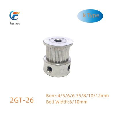 ☋℡ 1pc 26T 2GT Timing Pulley Bore4/5/6/6.35/8/10/12mm for Width6/10mm GT2 Synchronous Belt 3D Printer CNC Parts K Type Pitch 2mm