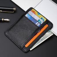 Ultra-Thin Slim Bank Credit ID Card Holder for Women Men Genuine Leather Mini Zipper Wallets Small Coin Purses Money Case Bag Card Holders