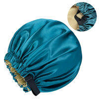 ขายส่ง Silky Satin Bonnet หมวกผม Double Layer Sleep Night หมวกที่มองไม่เห็นแบนปรับปุ่มฝาครอบ Bonnet Hat