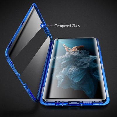 「Enjoy electronic」 Double-Sided 360 Full Metal Magnetic Phone Case For Honor 8X 8S 10 Lite V10 20S 20E 9X Pro 9C 9A X10 30 V40 Tempered Glass
