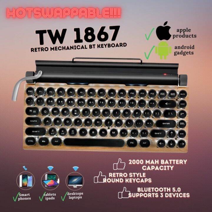 TW1867 Retro Mechanical Bluetooth/Wired Keyboard Yumi’s Cell Keyboard