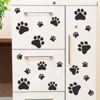 Cute Dog Footprints Wall Sticker Bedroom Home Decor For Kids Room Cupboard Decoration Wallpaper Self-adhesive Combination Decals Stickers