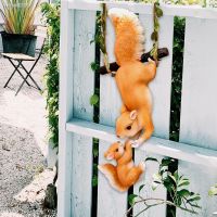 Creative Resin Squirrel Figurine Garden Pendant Figurine Adorable for Yard Micro Landscape Ornament Décor Outdoor Garden Statue