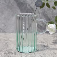 Starbuck Cup Desert Hedgehog Cactus Gradient Green Glass Cup Fresh Green Style With Stirring Stick Ins High Value Popular Trend Style Drinking Cup