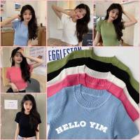 [ส่งเร็วพิเศษ!] Hello Yim เสื้อครอปไหมพรม แขนสั้นคอกลม สีพื้นพาสเทลน่ารัก1กรุป สายหวาน สายฝอ แฟชั่นผู้หญิง NO.2998