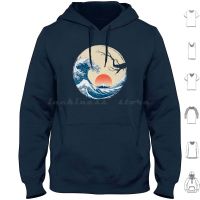 Asian Wave Hoodie cotton Long Sleeve Great Wave Kanagawa Japan Japanese Nature Anime Asian Manga Sun