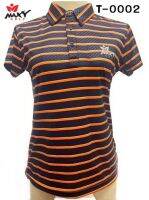 เสื้อโปโลผู้หญิง (POLO) สำหรับผู้หญิง ยี่ห้อ MAXY GOLF (รหัส T-0002 ดำคาดส้ม)