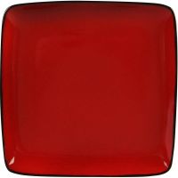 Rave Square Dinnerware, Red, Set Of 16  For Home Dinner Set Dishes And Plates Sets