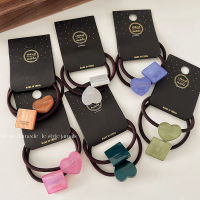 【cw】 Geometric Square Love Hair Rope Girls Summer Tie Hair tail Hair String Simple Temperament High Elastic Durable Rubber !