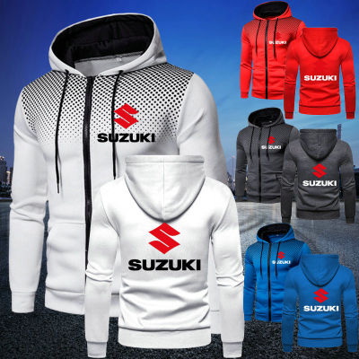 2021 Men Fashion Suzuki GSXR Motorsport Team Polka Dot Hooded Fleece Zipper Jacket Sportswear Cotton