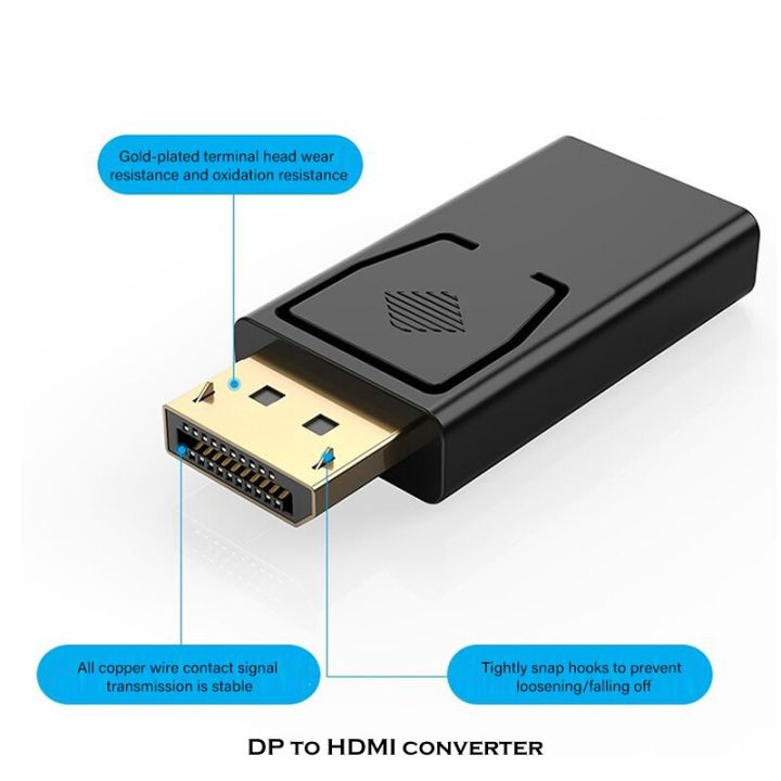 จอคอมพิวเตอร์4k-dp-เป็นหัวแปลงสัญญาณ-hdmi-สำหรับ-pc-ตัวแปลงสัญญาณโทรทัศน์พอร์ตจอแสดงผลตัวผู้-dp-เป็นตัวเมียอะแดปเตอร์อุปกรณ์กล้อง-gopro-วิดีโอเสียง1080p