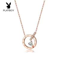 PLAYBOY Korean Jewelry Rose Gold Clavicle Necklace For Women 2021 Sale Elegant Titanium Steel Three Ring Pendant Accessories Gift For Girlfriend