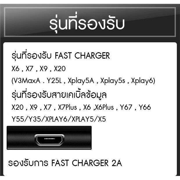 สายชาร์จสำหรับvivo-สายชาร์จ-micro-5v-4a-vivo-1เมตร-2เมตร-เดิมแท้-1-1-รับประกันหนึ่งปี