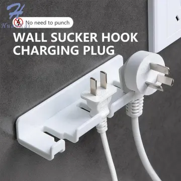 Plug Hook Seamless Punch Free Plug Sticker Holder Wall Fixer Power